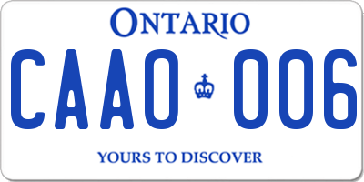 ON license plate CAAO006