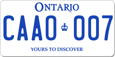 ON license plate CAAO007