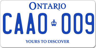 ON license plate CAAO009