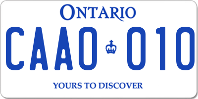 ON license plate CAAO010