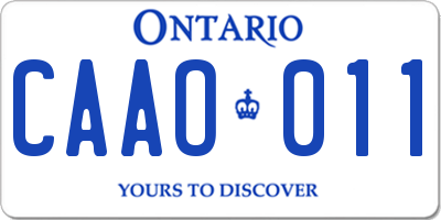 ON license plate CAAO011