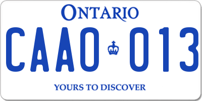 ON license plate CAAO013