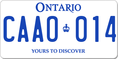 ON license plate CAAO014