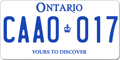 ON license plate CAAO017