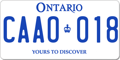 ON license plate CAAO018