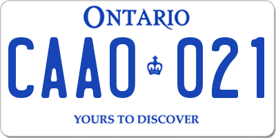 ON license plate CAAO021