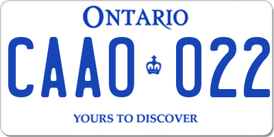 ON license plate CAAO022