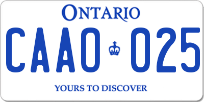 ON license plate CAAO025