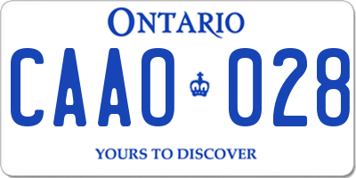 ON license plate CAAO028