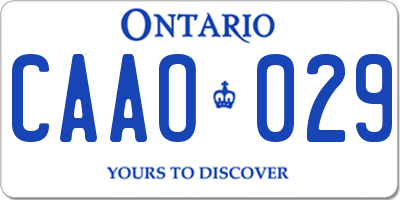 ON license plate CAAO029