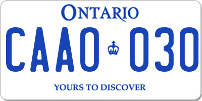 ON license plate CAAO030