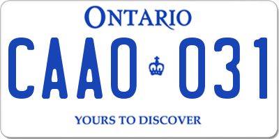 ON license plate CAAO031