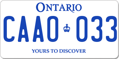 ON license plate CAAO033