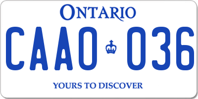 ON license plate CAAO036