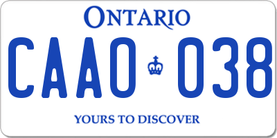 ON license plate CAAO038