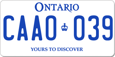 ON license plate CAAO039