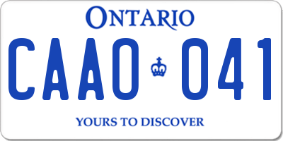 ON license plate CAAO041