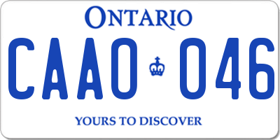 ON license plate CAAO046