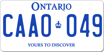 ON license plate CAAO049