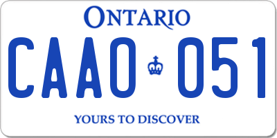 ON license plate CAAO051