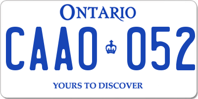 ON license plate CAAO052