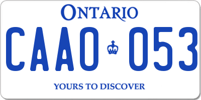 ON license plate CAAO053