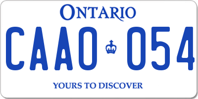 ON license plate CAAO054