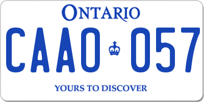 ON license plate CAAO057