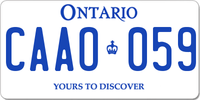 ON license plate CAAO059