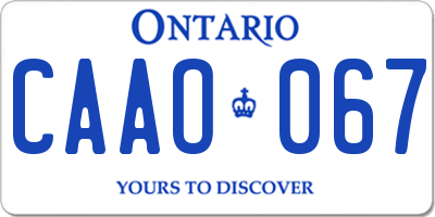 ON license plate CAAO067