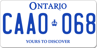 ON license plate CAAO068