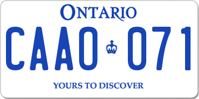 ON license plate CAAO071