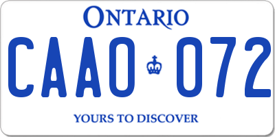 ON license plate CAAO072