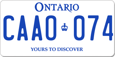 ON license plate CAAO074