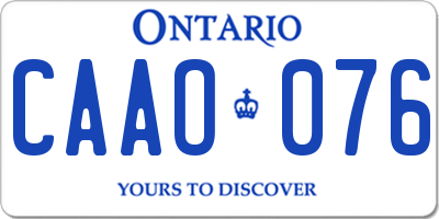 ON license plate CAAO076