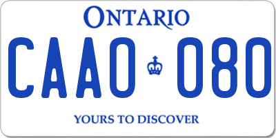 ON license plate CAAO080