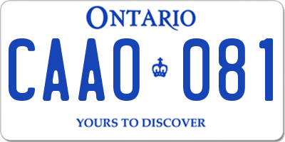 ON license plate CAAO081