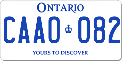 ON license plate CAAO082