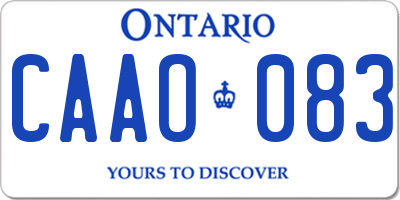 ON license plate CAAO083