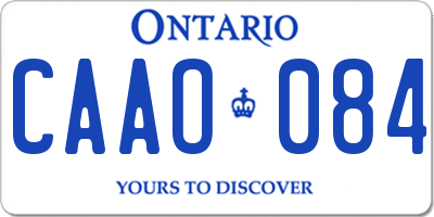 ON license plate CAAO084