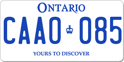 ON license plate CAAO085