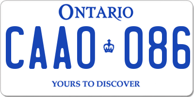 ON license plate CAAO086