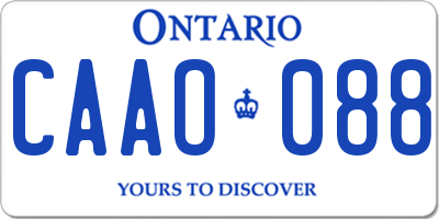 ON license plate CAAO088