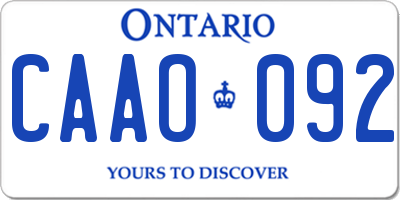 ON license plate CAAO092