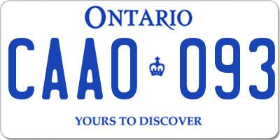 ON license plate CAAO093