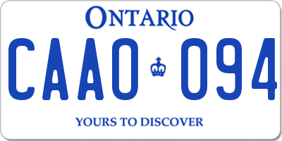 ON license plate CAAO094