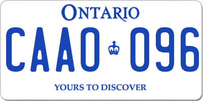 ON license plate CAAO096