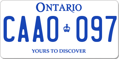 ON license plate CAAO097