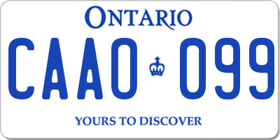 ON license plate CAAO099