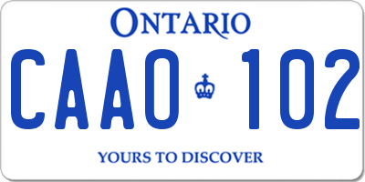 ON license plate CAAO102